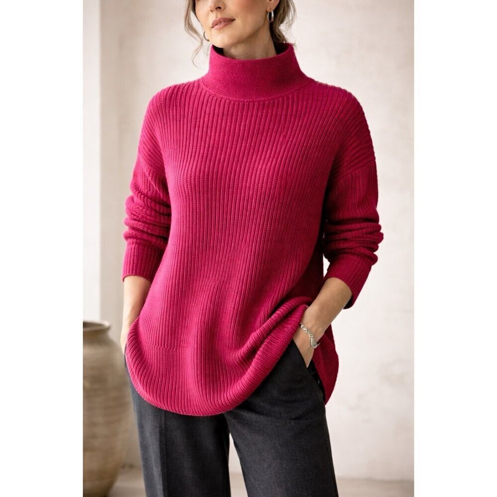 Eileen Fisher Womens Sweater Sz Small Red Organic Cotton Cashmere Minimalist